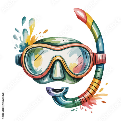 Colorful snorkeling mask and tube