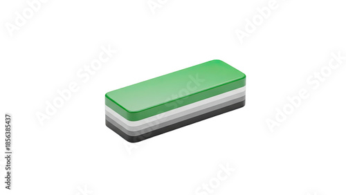 3D Green and grey abstract shape on transparent background