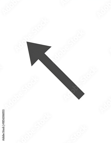 Gray diagonal arrow pointing upward to the left on a white background