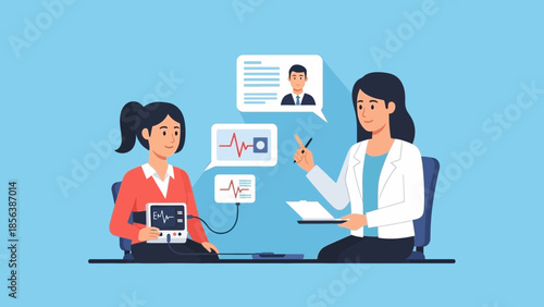 Medical Professional Discussing Patient's Health Report with Colleague in a Modern Office Setting