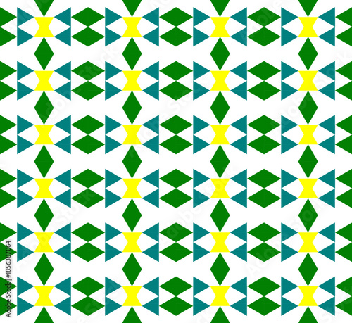 Geometric Hourglass Pattern - Symmetrical Grid of Colorful Shapes for Abstract Design and Visual Illusion