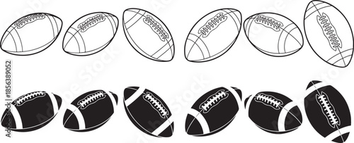 American footballs black and white sports equipment