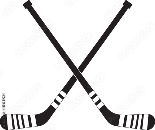 Crossed Hockey Sticks black white background