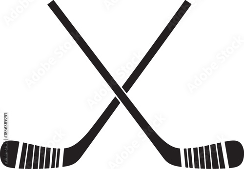 Crossed hockey sticks sports equipment black