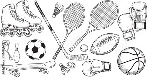 Sports equipment skateboard soccer ball