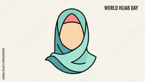 World hijab day, woman wearing teal hijab, cultural diversity, muslim woman, headscarf, modesty, faith, spirituality, religious attire, female empowerment, equality