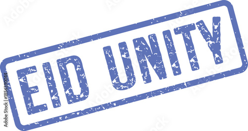 Blue distressed stamp impression proudly displaying the powerful concept Eid Unity