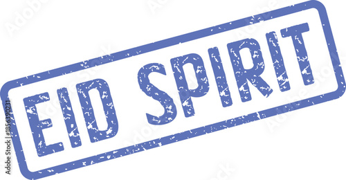 A blue textured rubber stamp impression conveying the heartfelt message Eid Spirit for celebrations