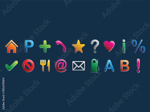 Collection of colorful icons modern vector symbols for web 