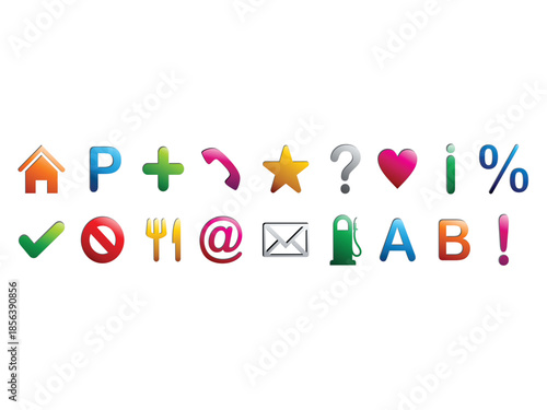 Collection of colorful icons useful symbols for web and app 