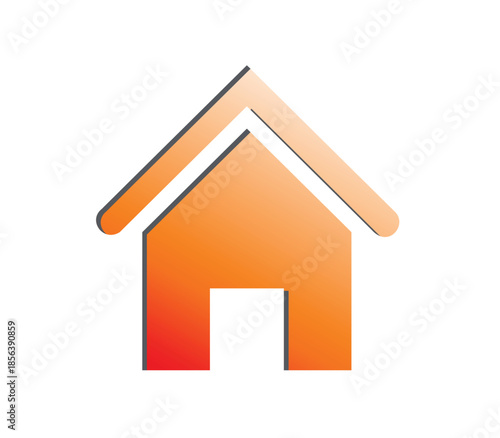 Orange house icon simple vector symbol for home and real estate