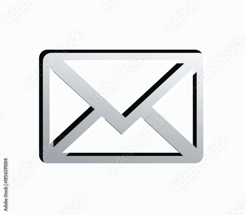 Silver envelope icon modern email symbol for communication 