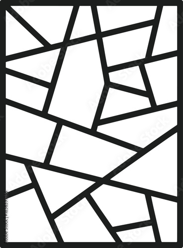 Geometric stained glass silhouette vector pattern with irregular shapes