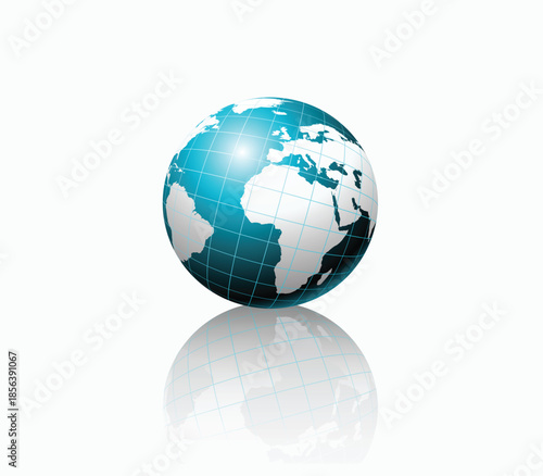 Glossy Earth globe with grid global network concept isolated 