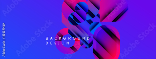 Abstract geometric shapes, vibrant blue magenta gradient. Modern design elements create dynamic visual impact. Text reads background design.