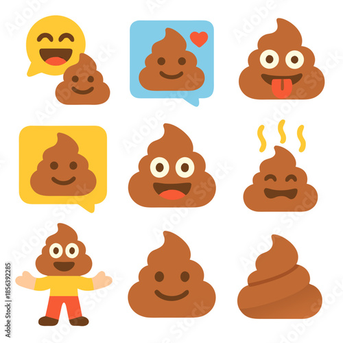 Poop emoji poop emojis with various expressions a whimsical collection of dungthemed smiley faces.