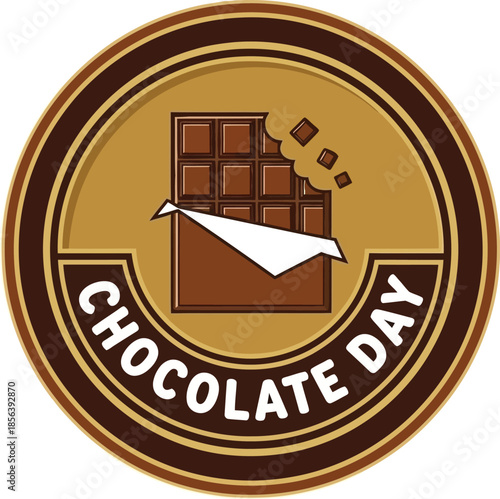 chocolate day celebration logo with brown chocolate bar
