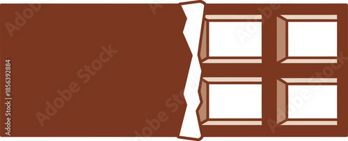 chocolate bar with broken piece isolated on white
