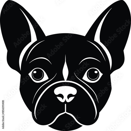 Stylised Black French Bulldog Head