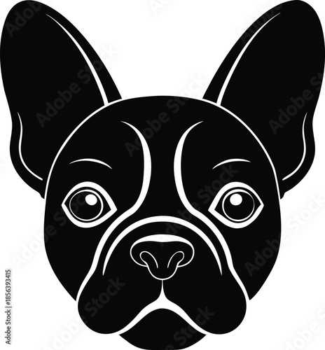 Stylised Black French Bulldog Head