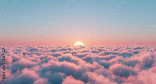 Sunset above clouds abstract aerial view peaceful scene