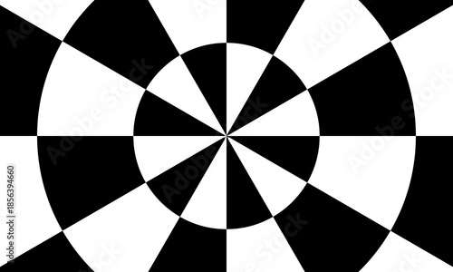 Circle frame with checkered print. Round vignette with checkerboard, race flag or chess game pattern isolated on white background. Chequered ring ornament. Vector graphic illistration.