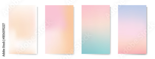 Abstract gradient mesh backgrounds collection. Multicolor pastel soft blend. Grain texture. Blur fluid effect. Template for cover, poster, wallpaper, flyer, social media, web design