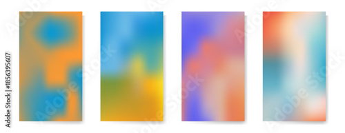 Set of Abstract Color Gradient Background for your Design. Abstract orange and blue colored blurred gradient mesh background