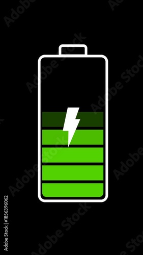 Battery Charging low to full charging. 3D battery transparent background. Full HD. 4K