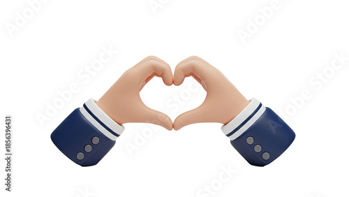 3D Hands Forming Heart Shape on transparent background