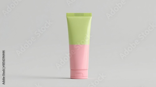 Wallpaper Mural A close-up studio shot of a two-tone cosmetic cream tube with a flip-top lid, centered Torontodigital.ca