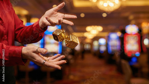 Gold dice casino price risk movement hand toss luck game blur