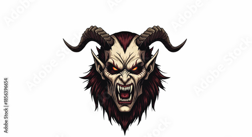 Angry horned demon krampus head mascot illustration vector.