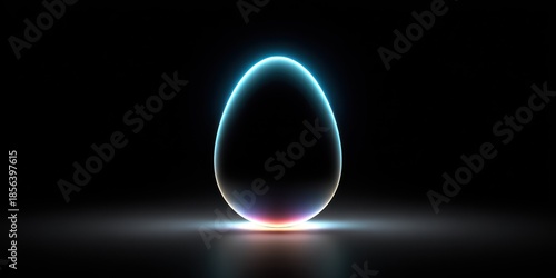 Abstract glowing egg shape illuminated against a dark backdrop digital illustration