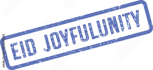 Authentic Blue Distressed Stamp Featuring Eid Joyful Unity for Holiday Wishes