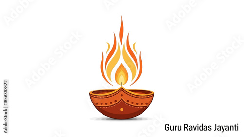 Traditional Indian Diya lamp with a vibrant flame.