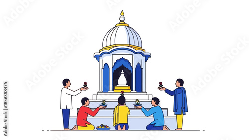 People worshipping at a temple.