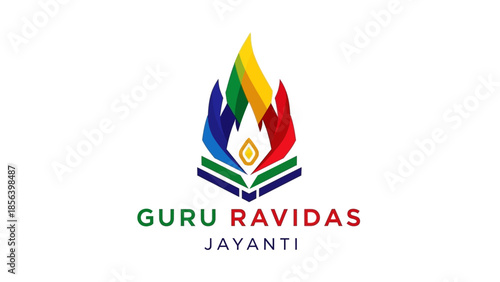 Guru Ravidas Jayanti logo with flame and book design.
