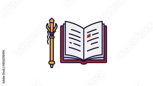 Ancient Tome and Ornate Scepter Symbolizing Knowledge and Authority.