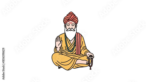 Guru Nanak Dev Ji, founder of Sikhism, meditating peacefully.