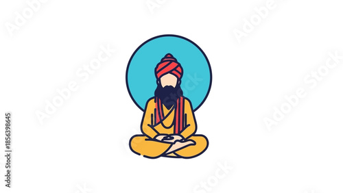 Guru Nanak Dev Ji Meditating in a Serene Pose.