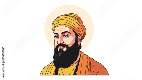Illustration of a Sikh man portrait.