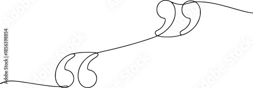 Single continuous black forming double quotation marks white background quote symbol