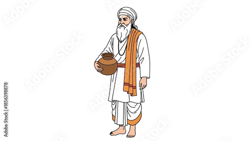 Guru Nanak Dev Ji, the founder of Sikhism, in traditional attire.