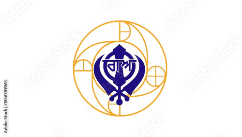 Khanda symbol of Sikh faith emblem.