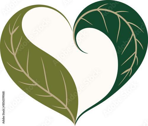 Leaf love heart shape for wishing happy valentines day celebration