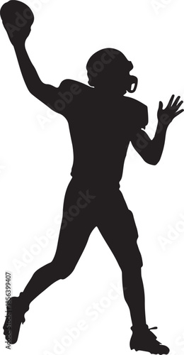 Professional Quarterback Silhouette in Mid-Motion Throwing a Football, High Contrast Sports Photo , Generative Ai