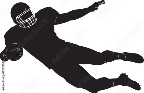 Silhouette of a Football Player Diving to Reach the End Zone, Dramatic Sports Scoring Action , Generative Ai
