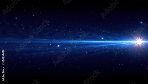 Abstract glowing light streak on dark blue background for design