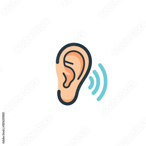 Listening Ear Icon Hearing Sound and Communication Concept